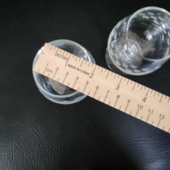 Pair of Vintage Etched Polka Dot Crystal Brandy Glasses Snifters - Picture 8 of 10